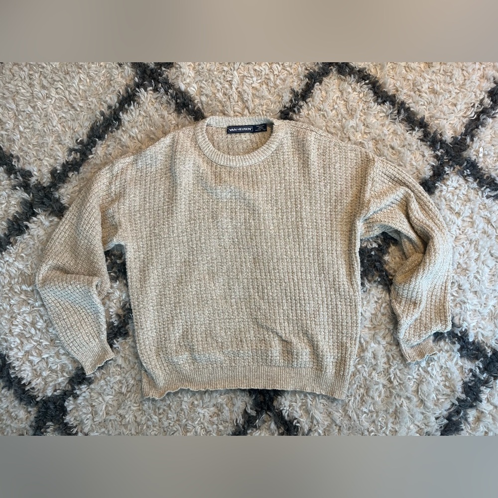 90’s Van Heusen Oversized Cream Grandpa Sweater size L, 100% cotton
